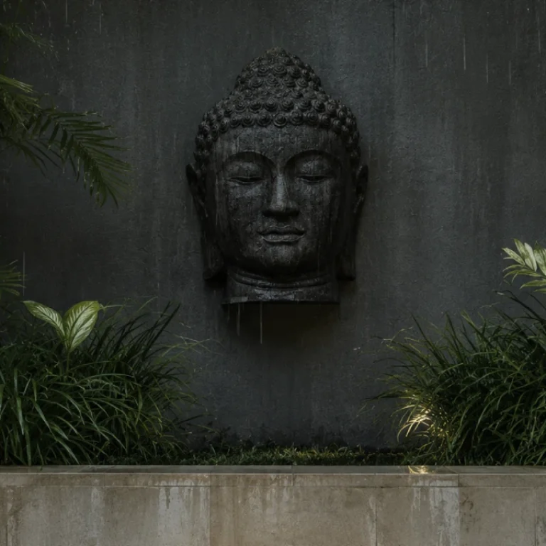 Lush tropical garden during the rainy season in Bali with peaceful wellness surroundings.